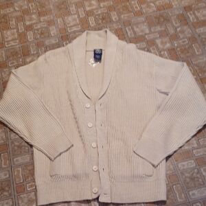 John Blair Cream & Gray Knit Cardigan Mens Size Large
